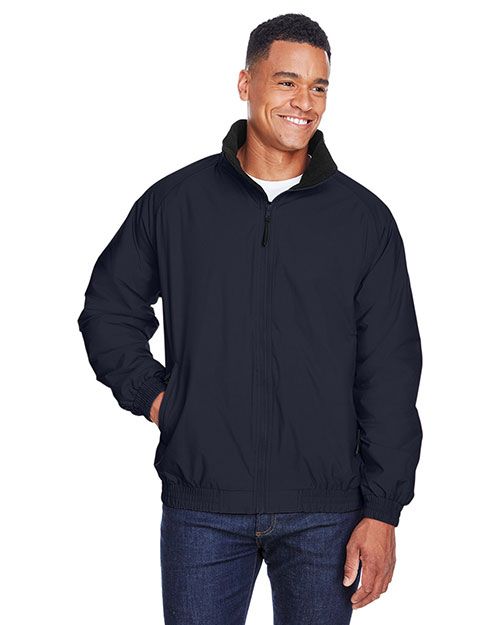 Harriton M740 Men Fleece Lined Nylon Jacket Navy/Black at bigntallapparel