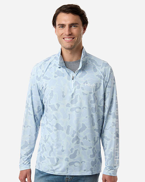 HUK H1200720 Men's Airweight KC Printed Quarter-Zip Pullover