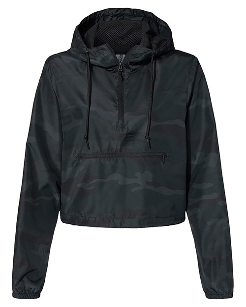 Independent Trading Co. EXP64CRP Women's Lightweight Quarter-Zip Pullover Crop Windbreaker