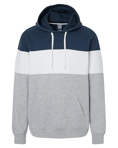 J America 8644  Varsity Fleece Colorblocked Hooded Sweatshirt