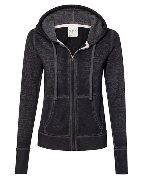 J America 8913 Women's Zen Fleece Full-Zip Hooded Sweatshirt