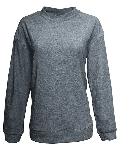 J America JA8428  Ladies' Weekend French Terry Mock Neck Crew