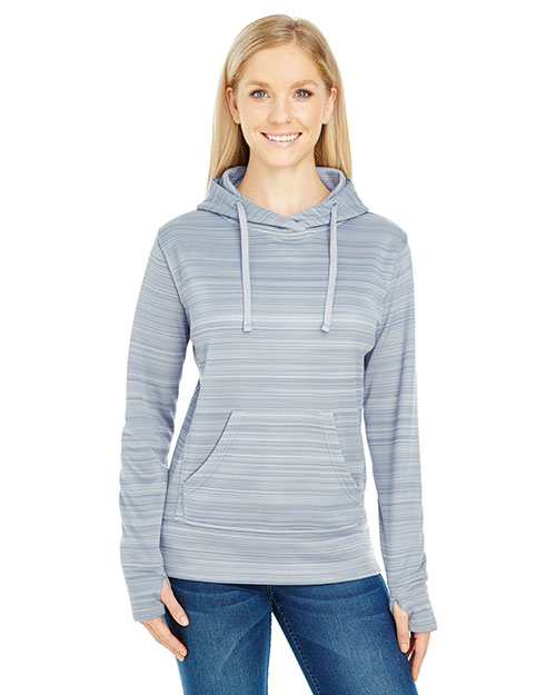 J America JA8662 Ladies' Odyssey Striped Poly Fleece Lapover Hood