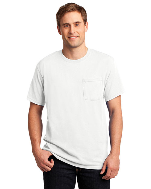 Jerzees 29MP Men  50/50 Cotton/Poly Pocket T Shirt White at bigntallapparel