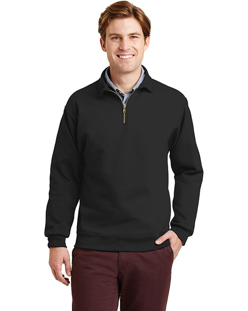 Jerzees 4528M Men Super Sweats 1/4 Zip Sweatshirt With Cadet Collar Jet Black at bigntallapparel