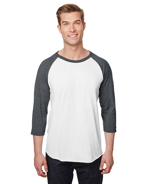 Jerzees 560RR Men Unisex Premium Blend Ring-Spun 3/4 Sleeve Raglan T-Shirt