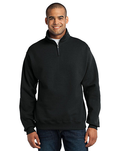 Jerzees 995M Men  1/4-Zip Cadet Collar Sweatshirt Black at bigntallapparel