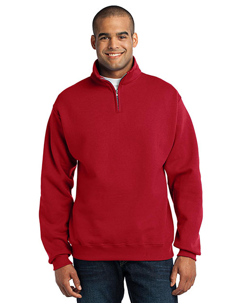 Jerzees 995M Men  1/4-Zip Cadet Collar Sweatshirt True Red at bigntallapparel