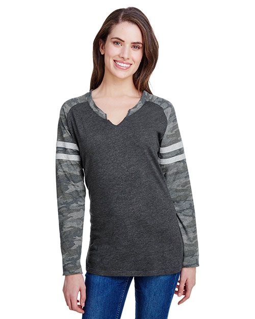 LAT 3534 Ladies' Gameday Mash-Up Long Sleeve Fine Jersey T-Shirt