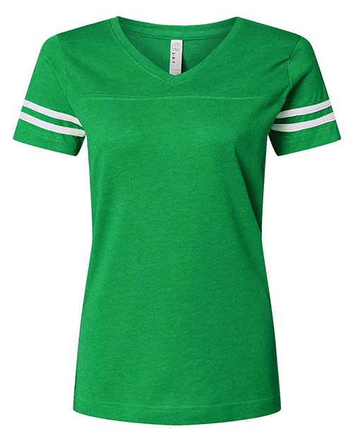 LAT 3537  Women's Football V-Neck Fine Jersey Tee