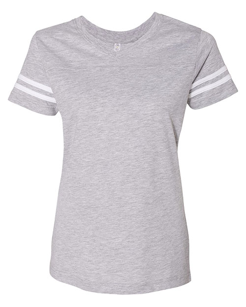 LAT 3537  Women's Football V-Neck Fine Jersey Tee