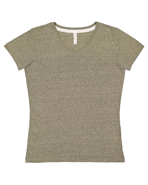 LAT 3591 Ladies' V-Neck Harborside Melange Jersey T-Shirt