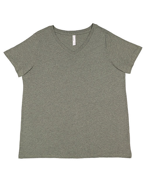 LAT 3817  Curvy Collection Women's Fine Jersey V-Neck Tee