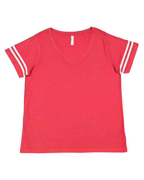 LAT 3837  Curvy Collection Women's Vintage Football T-Shirt