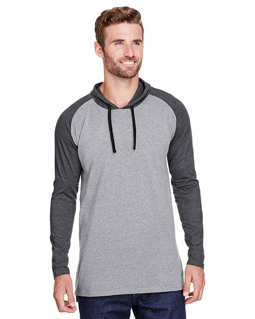 LAT 6917  Men's Hooded Raglan Long Sleeve Fine Jersey T-Shirt