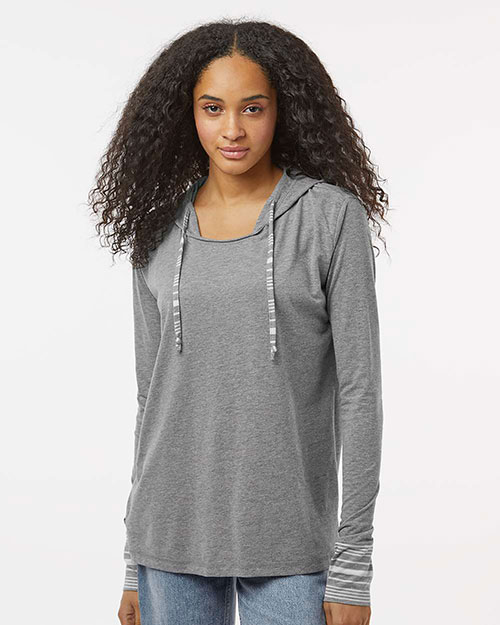 MV Sport W19439 Women's Heathered Jersey Hooded Tunic