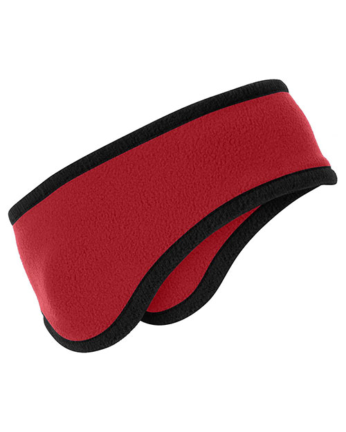 Port Authority C916  Two-Color Fleece Headband Red at bigntallapparel