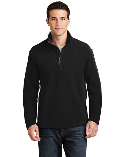 Port Authority F218 Men Value Fleece 1/4-Zip Pullover Black at bigntallapparel
