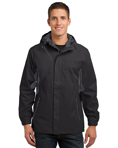 Port Authority J322 Men Cascade Waterproof Jacket Blk/Magnet Gry at bigntallapparel