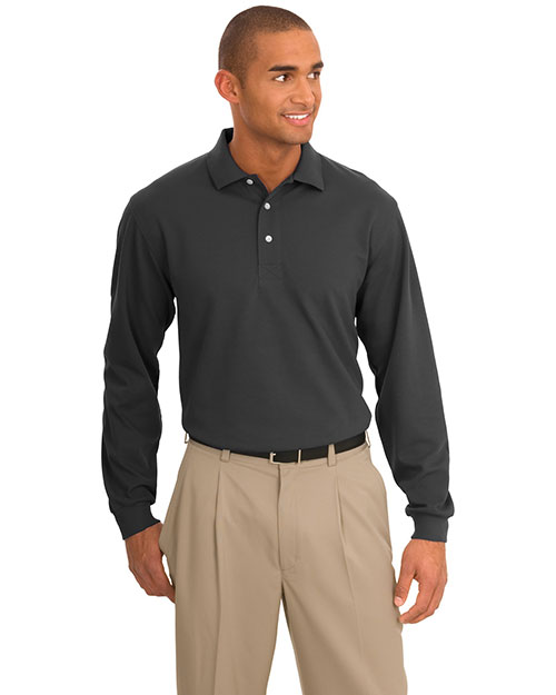 Port Authority Signature K455LS Men Rapid Dry Long Sleeve Sport Shirt Charcoal at bigntallapparel