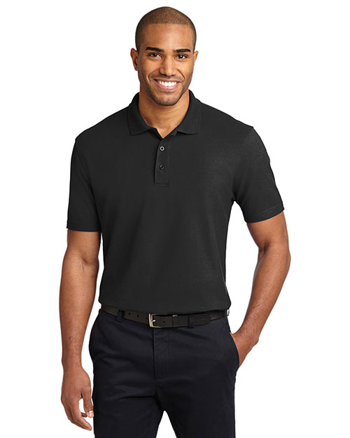 Port Authority K510 Men Stain-Resistant Sport Shirt Black at bigntallapparel