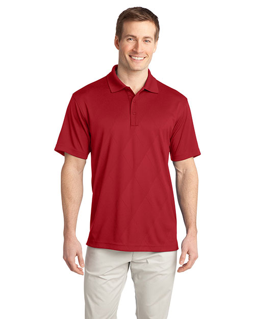 Port Authority K548 Men Tech Embossed Polo Regal Red at bigntallapparel