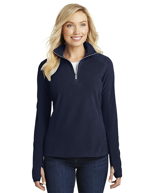 Port Authority L224 Women Microfleece 1/2-Zip Pullover True Navy at bigntallapparel