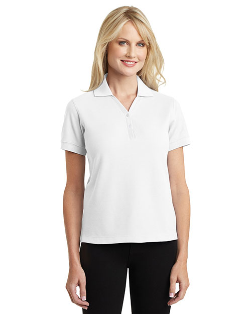 Port Authority L448 Women 100% Pima Cotton Polo White at bigntallapparel