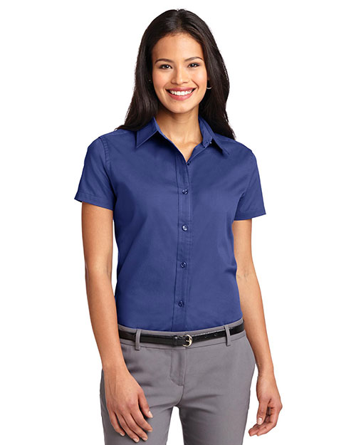Port Authority L508 Women Short Sleeve Easy Care  Shirt Mediterranean Blue at bigntallapparel