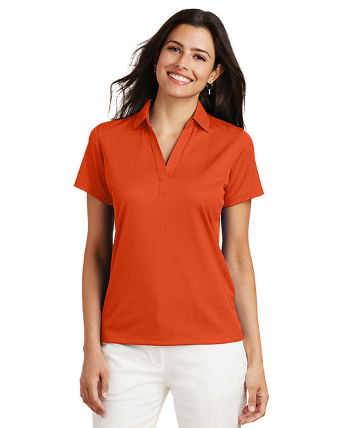 Port Authority L528 Women Performance Fine Jacquard Polo Autumn Orange at bigntallapparel