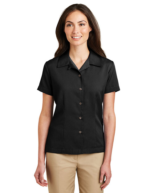 Port Authority L535 Women Easy Care Camp Shirt Black at bigntallapparel