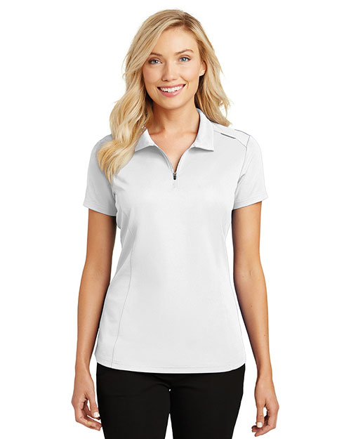 Port Authority Ladies Pinpoint Mesh Zip Polo. L580