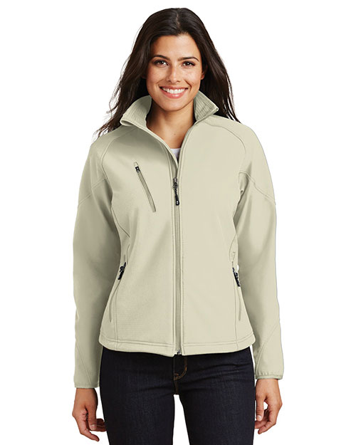 Port Authority L705 Women Textured Soft Shell Jacket Stone at bigntallapparel