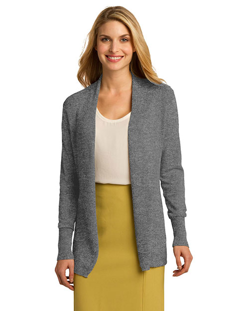 Port Authority LSW289 Women Open Front Cardigan Med Hthr Grey at bigntallapparel