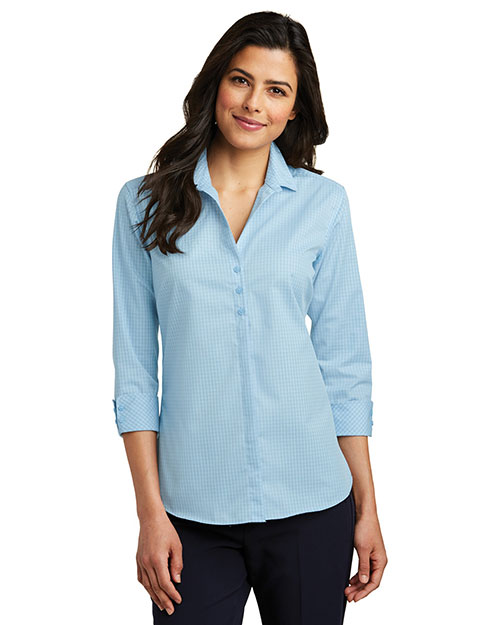  Port Authority Ladies 3/4-Sleeve Micro Tattersall Easy Care Shirt. LW643