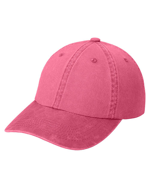 Port Authority PWU  Garment Washed Cap Bright Pink at bigntallapparel