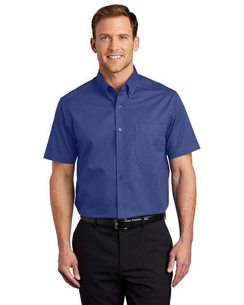 Port Authority S508 Men Short Sleeve Easy Care Dress Shirt Mediterranean Blue at bigntallapparel