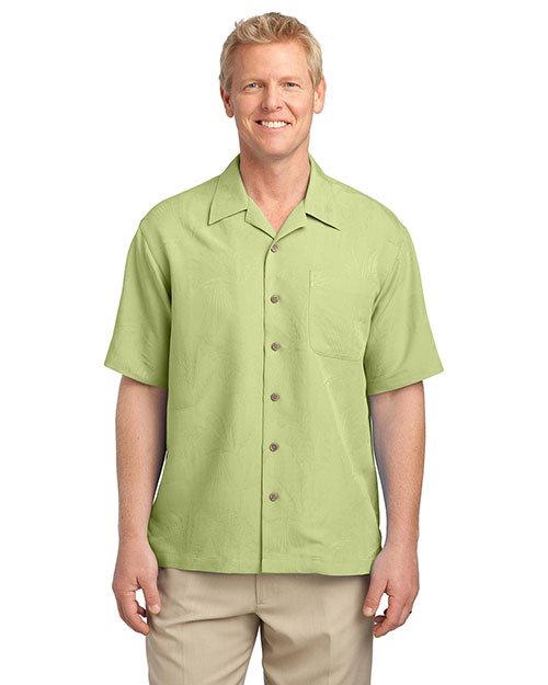 Port Authority S536 Men Patterned Easy Care Camp Shirt Whisper Green at bigntallapparel