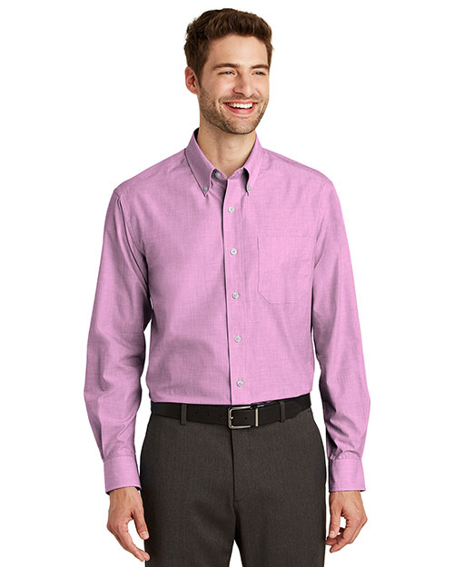 Port Authority S640 Men Crosshatch Easy Care Shirt Pink Orchid at bigntallapparel