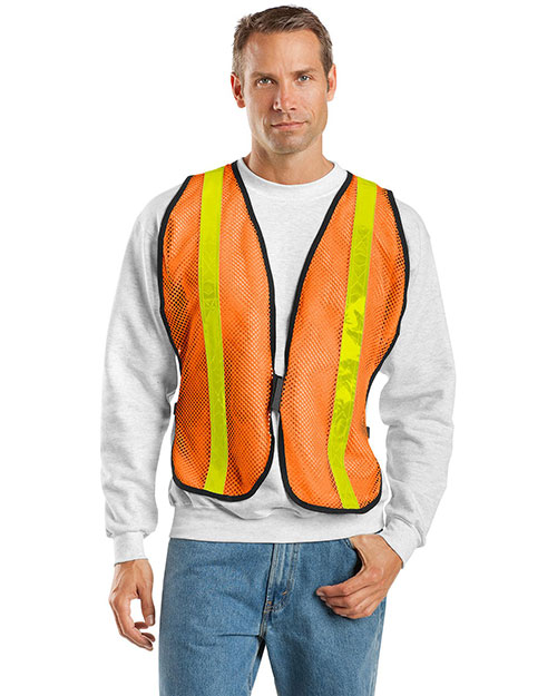 Port Authority SV02 Men Mesh Safety Work Vest Safety Orange at bigntallapparel