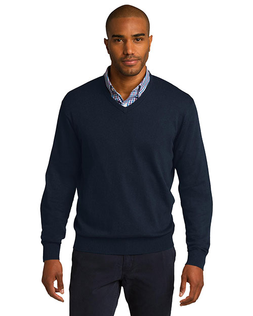 Port Authority SW285 Men Vneck Sweater Navy at bigntallapparel