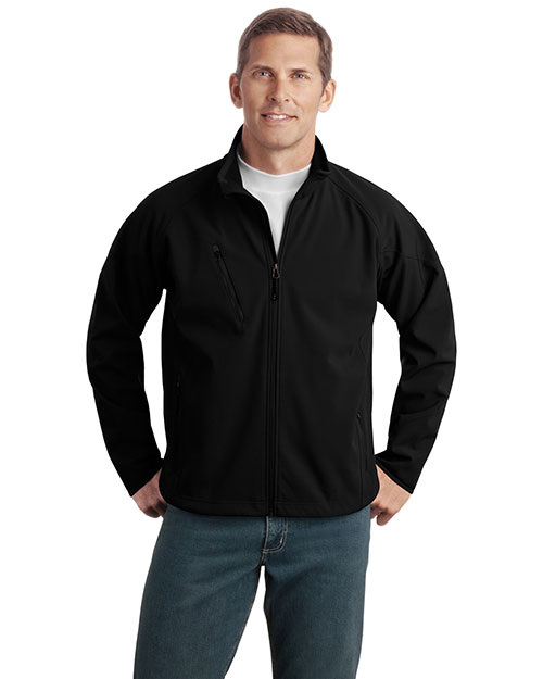 Port Authority Signature TLJ705 Men Tall Textured Soft Shell Jacket Black at bigntallapparel