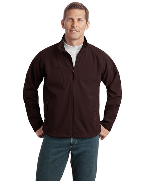 Port Authority Signature TLJ705 Men Tall Textured Soft Shell Jacket Cafe Brown at bigntallapparel
