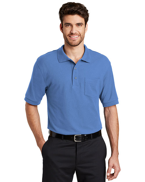 Port Authority TLK500P Men Tall Silk Touch? Polo With Pocket Ultramn Blue at bigntallapparel