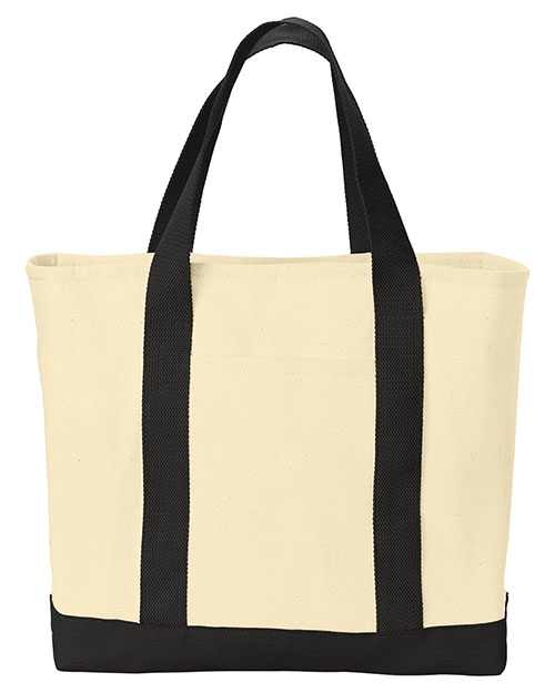 Port & Company B400  2-Tone Shopping Tote Natural/Black at bigntallapparel