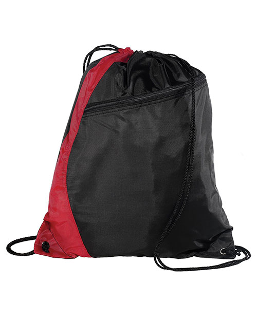 Port & Company BG80  Colorblock Cinch Pack Red/Black at bigntallapparel