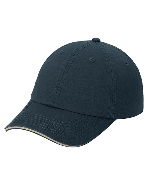 Port & Company CP79  Washed Twill Sandwich Cap Navy/Khaki at bigntallapparel