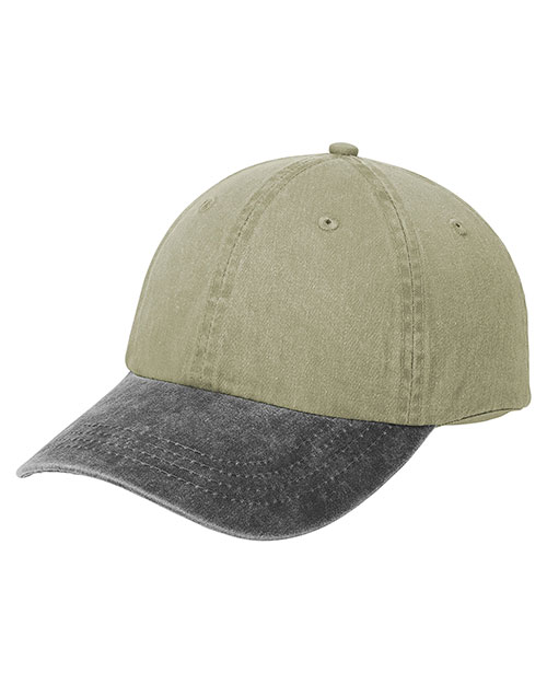 Port & Company CP83  2 Tone Pigment Dyed Cap Khaki/Charcoal at bigntallapparel