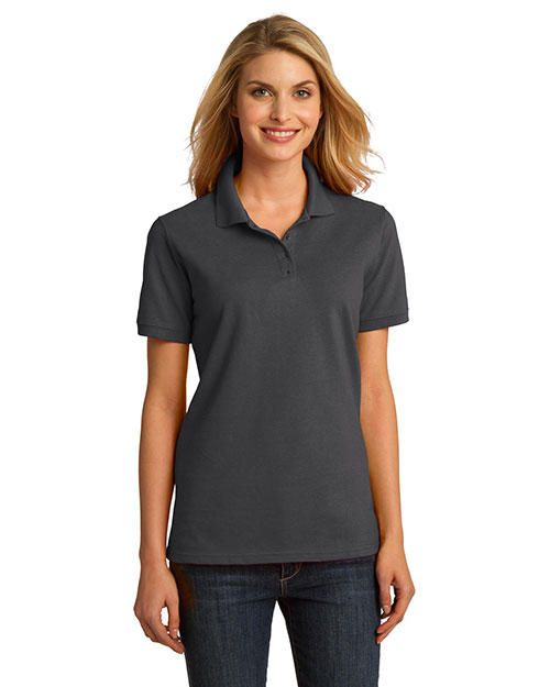 Port & Company LKP150 Women Menring Spun Pique Polo Charcoal at bigntallapparel