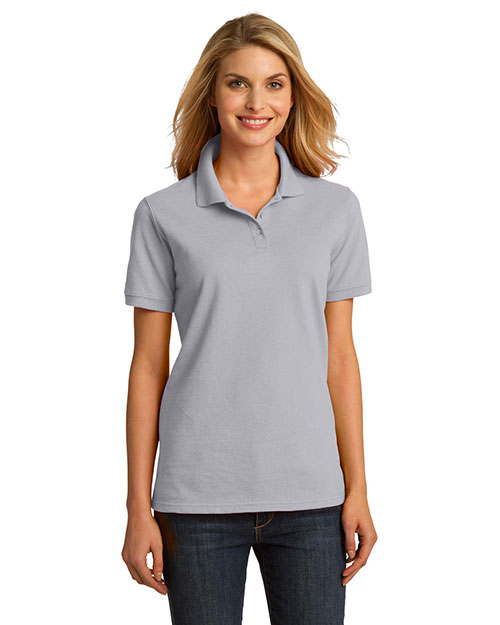 Port & Company LKP150 Women Menring Spun Pique Polo Silver at bigntallapparel